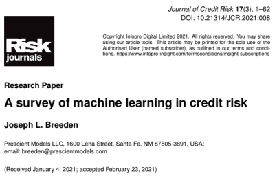 A survey of machine learning in credit risk